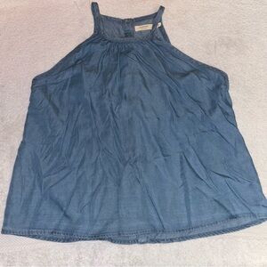 Women's Top Size XS Blue Chambray Back Button Down Francesca’s Harper Heritage